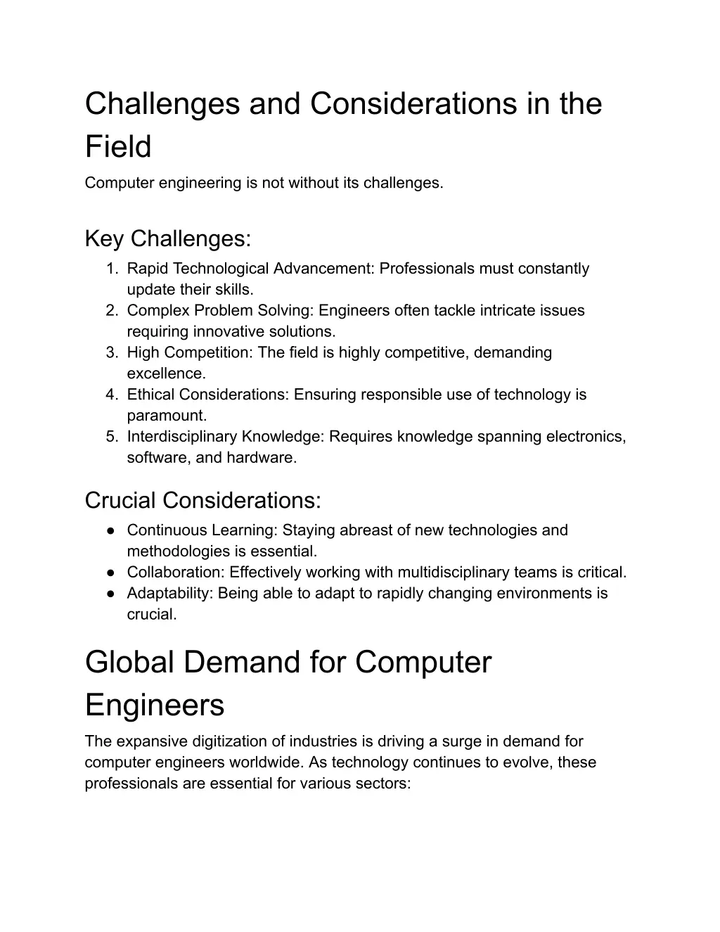 challenges and considerations in the field