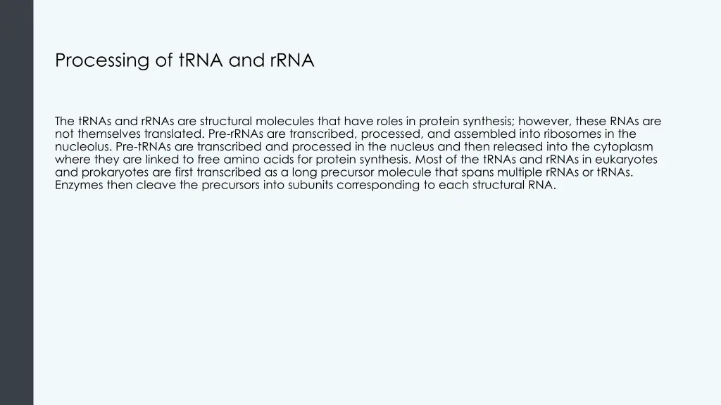 processing of trna and rrna