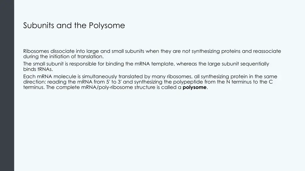 subunits and the polysome