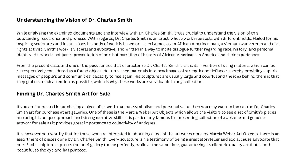 understanding the vision of dr charles smith