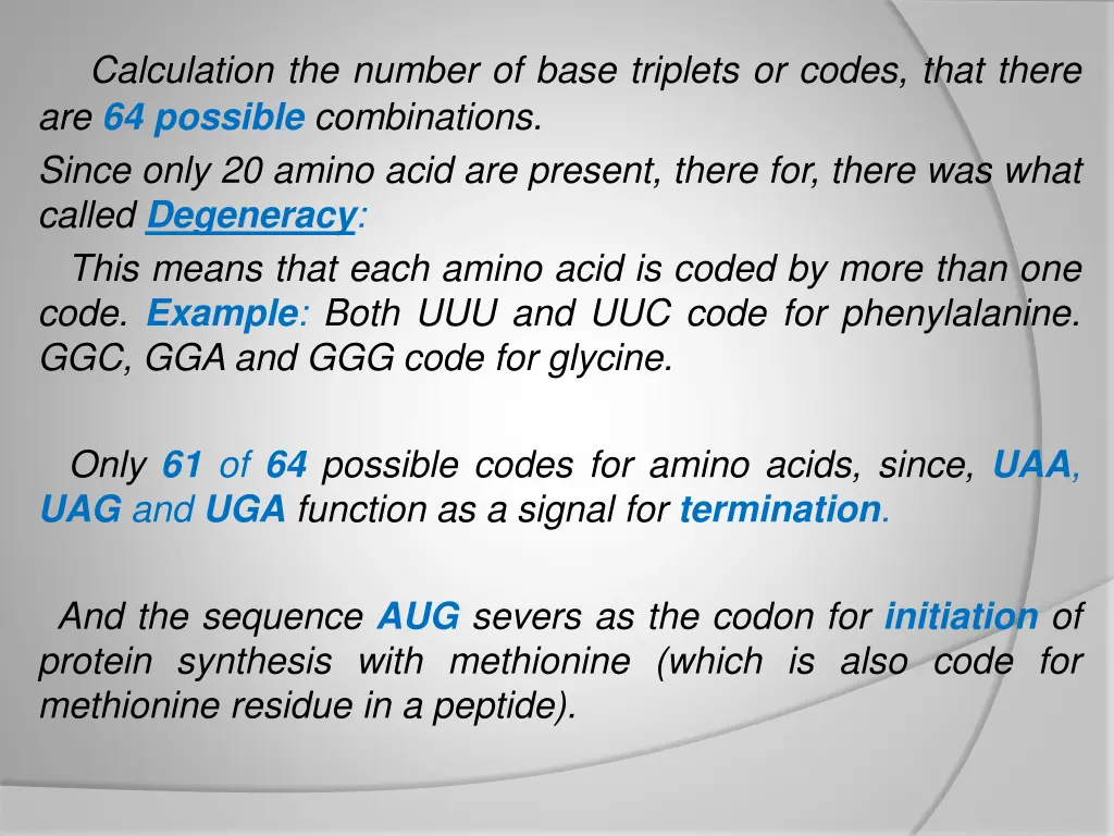 calculation the number of base triplets or codes