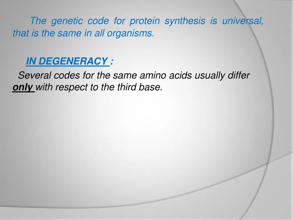 the genetic code for protein synthesis