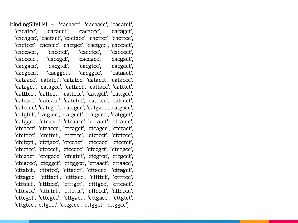 bindingsitelist cacaact cacaacc cacatct cacatcc