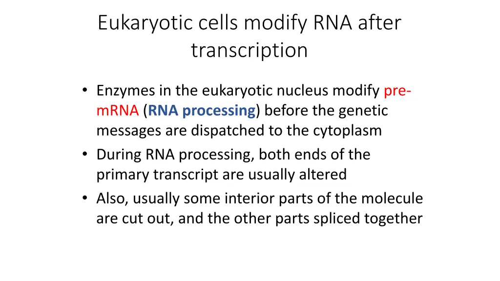 eukaryotic cells modify rna after transcription