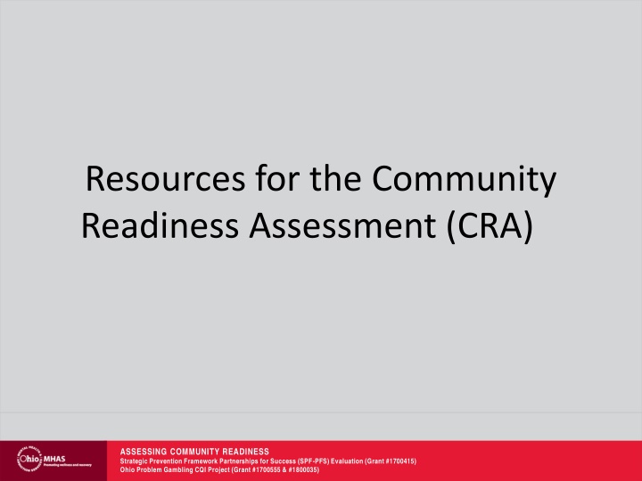 resources for the community readiness assessment