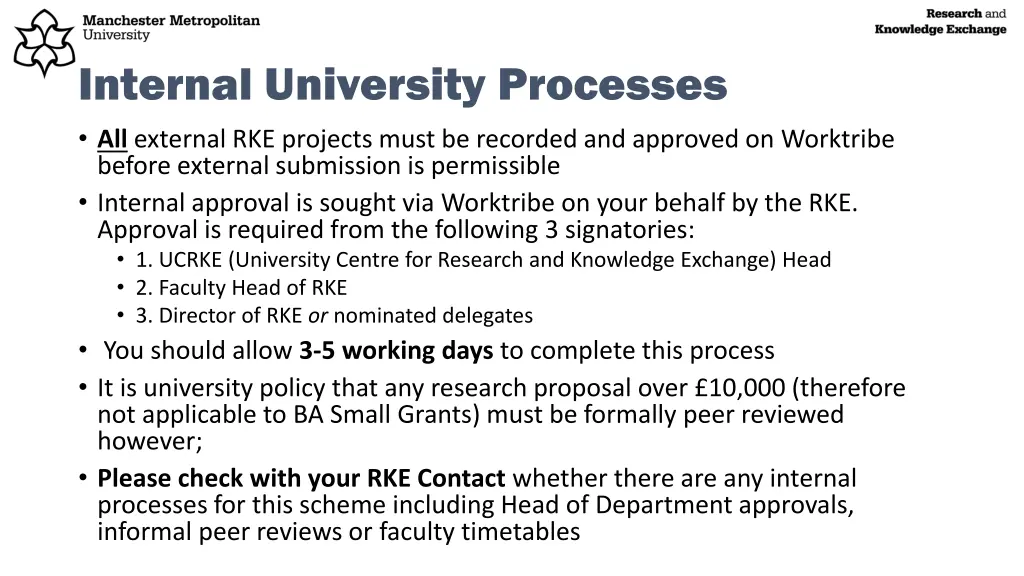 internal university processes