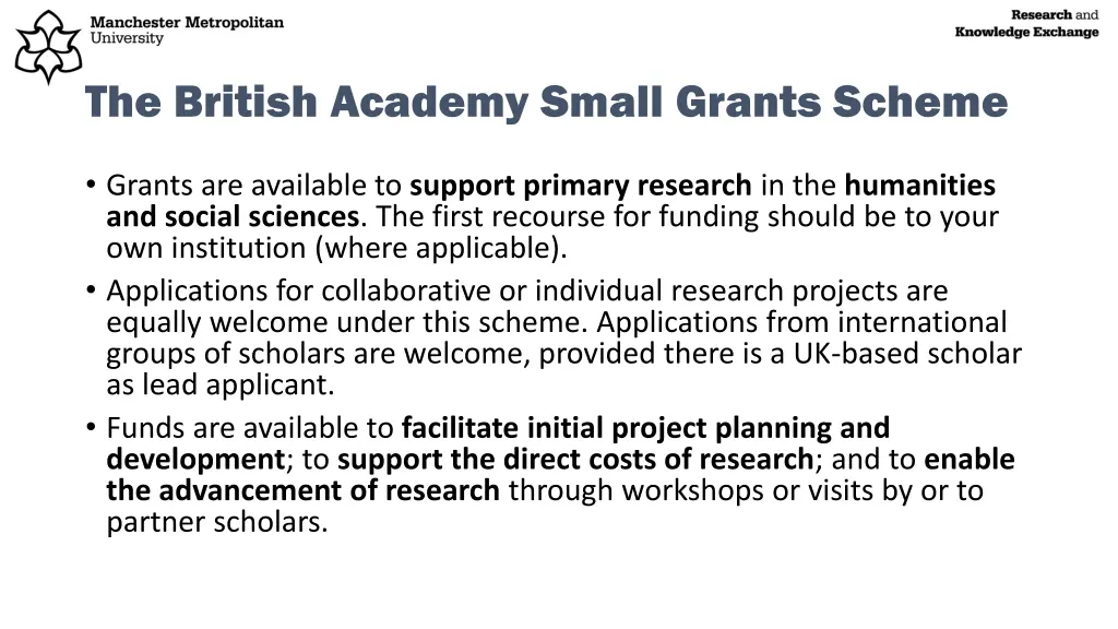 the british academy small grants scheme