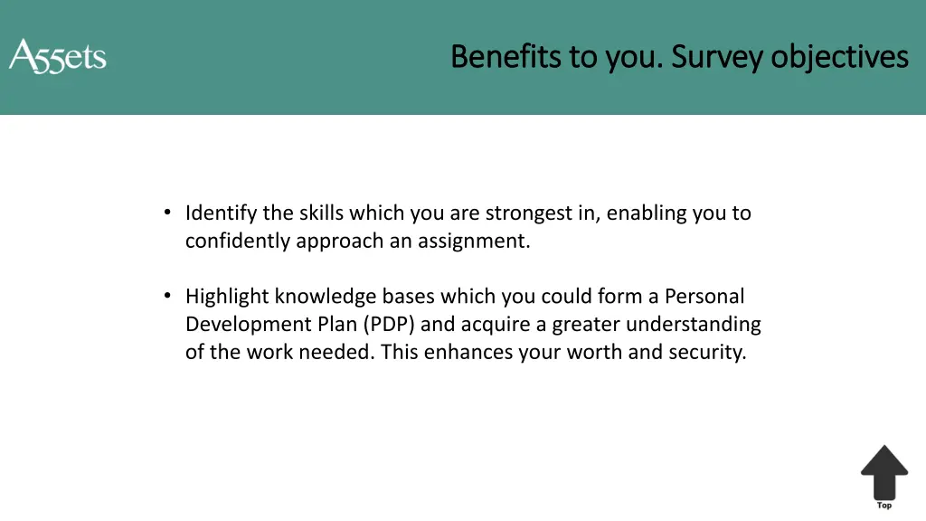 benefits to you survey objectives benefits