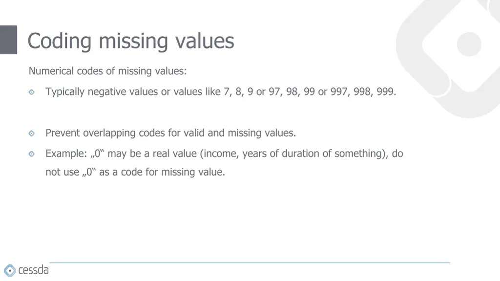 coding missing values 1