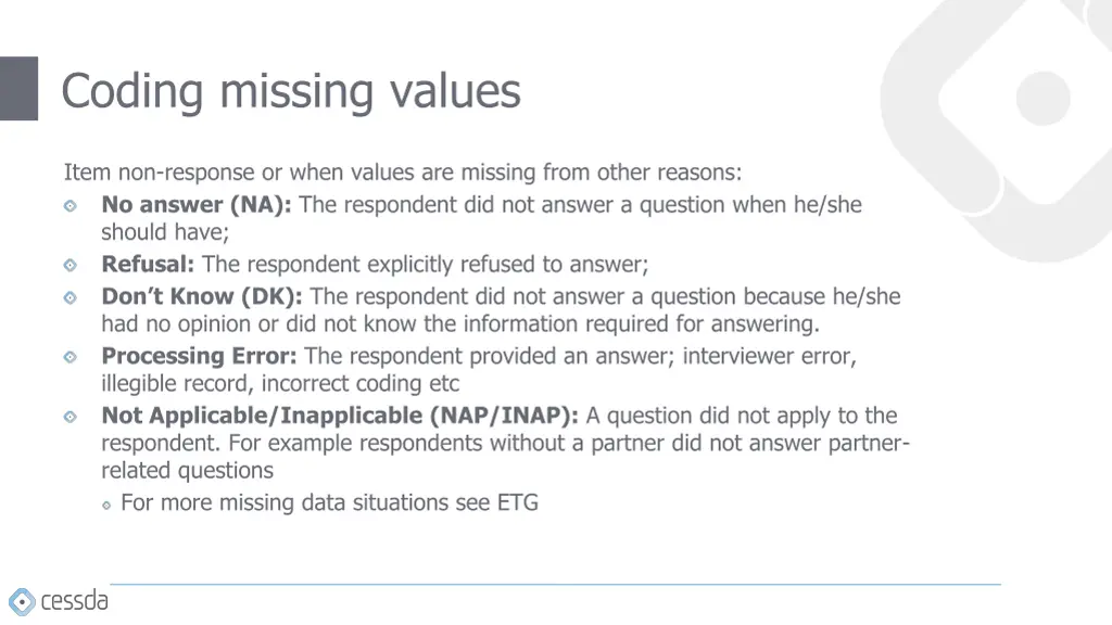 coding missing values