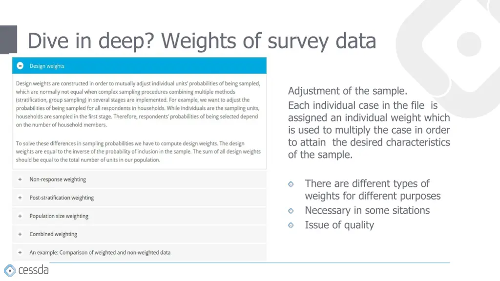 dive in deep weights of survey data