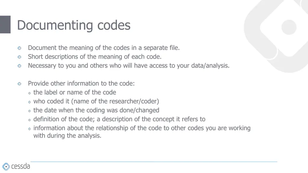 documenting codes