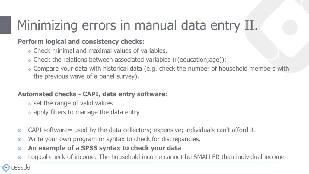 minimizing errors in manual data entry ii