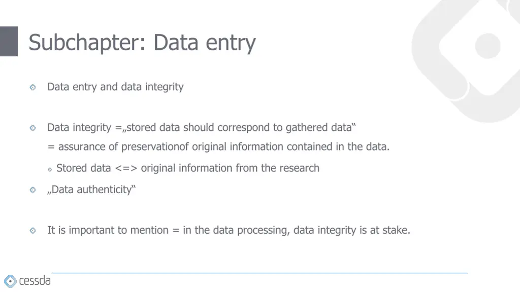 subchapter data entry