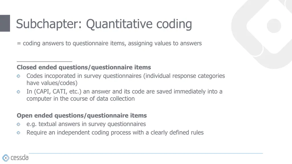 subchapter quantitative coding