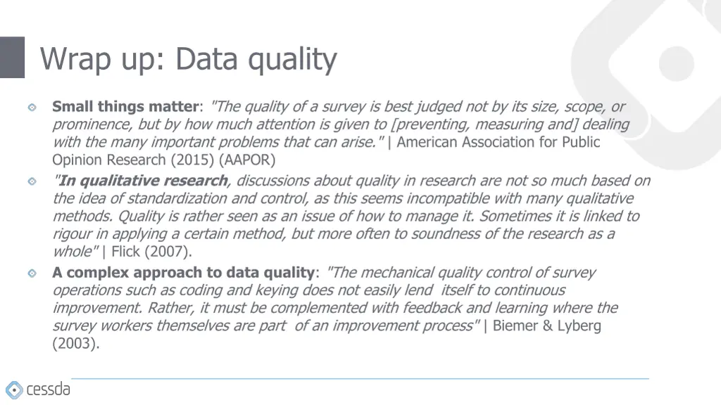 wrap up data quality