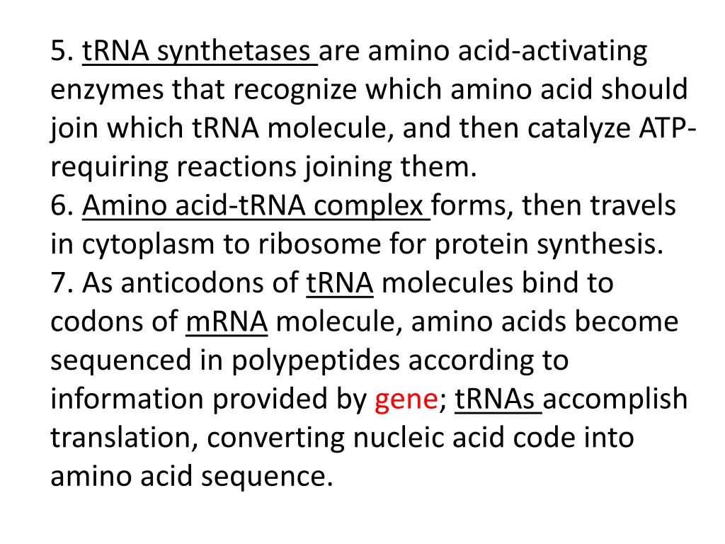 5 trna synthetases are amino acid activating