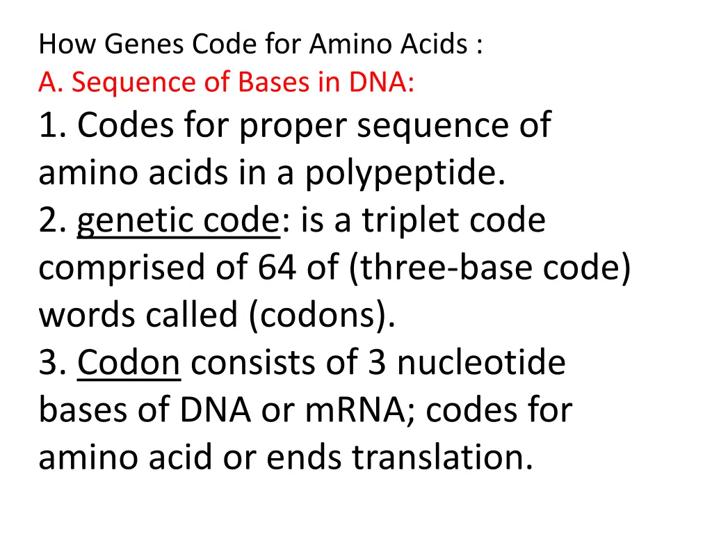 how genes code for amino acids a sequence