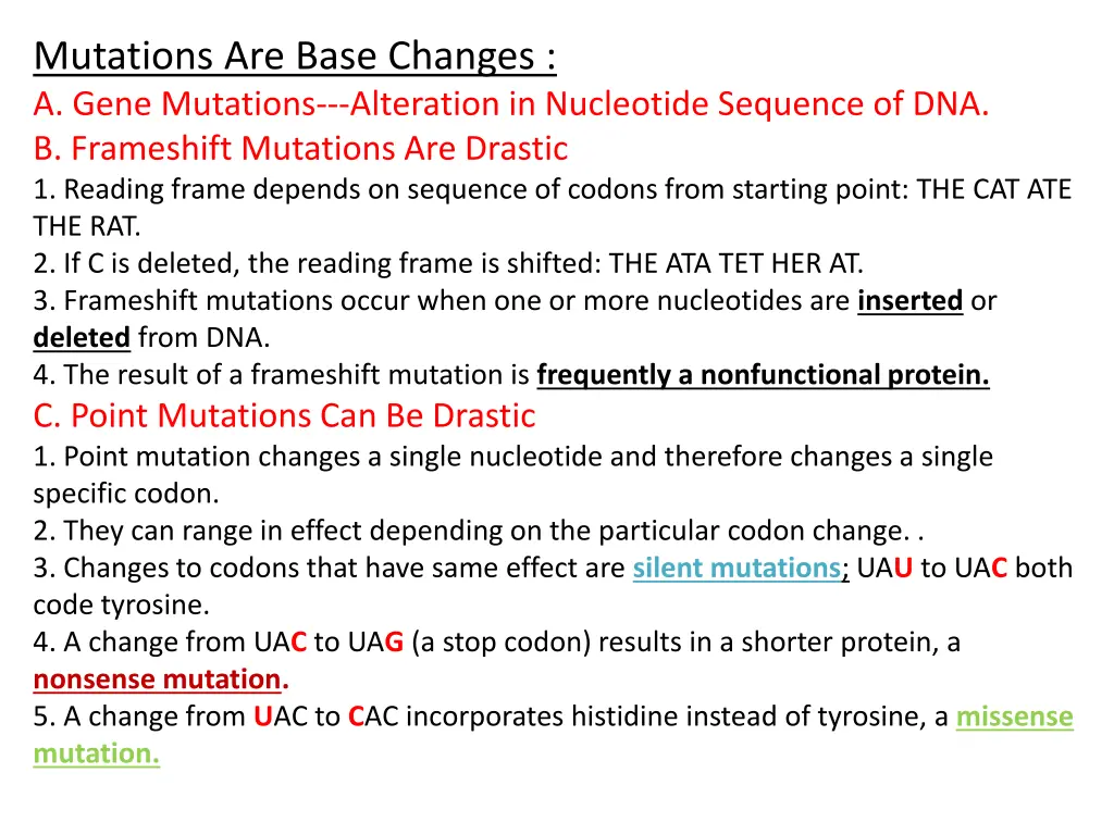 mutations are base changes a gene mutations