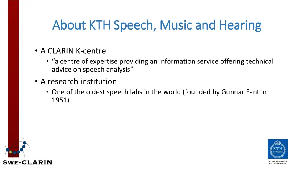 about kth speech music and hearing about