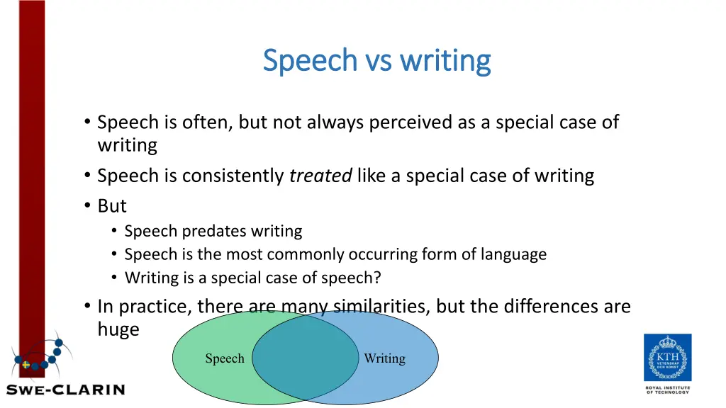 speech vs writing speech vs writing