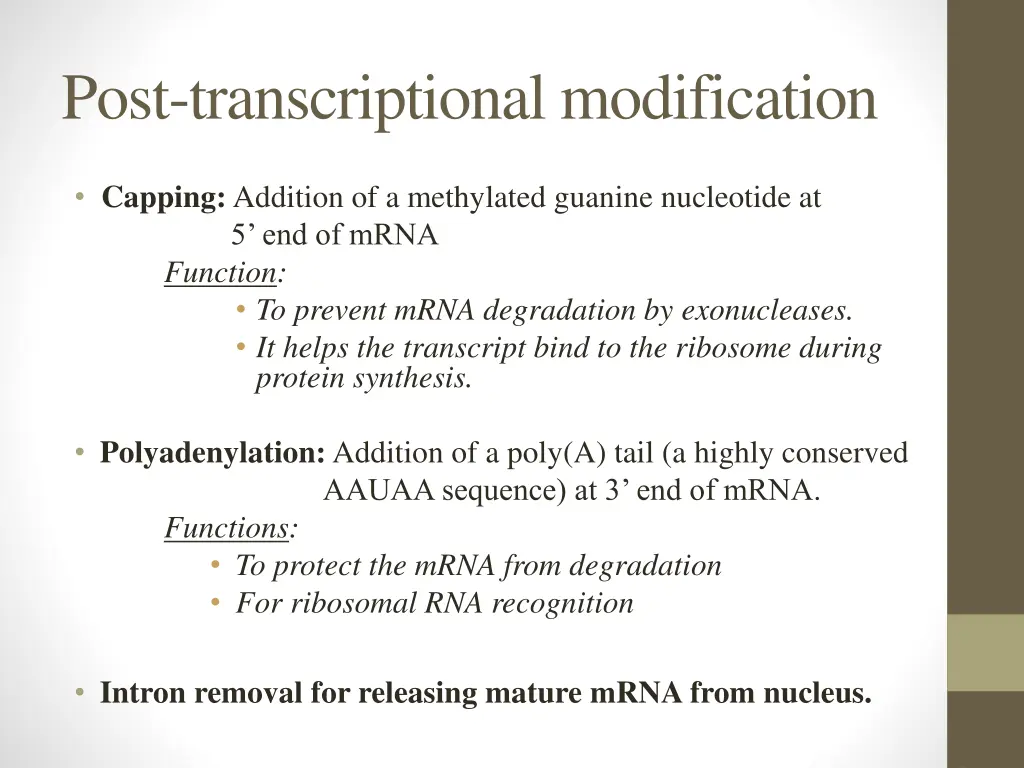 post transcriptional modification