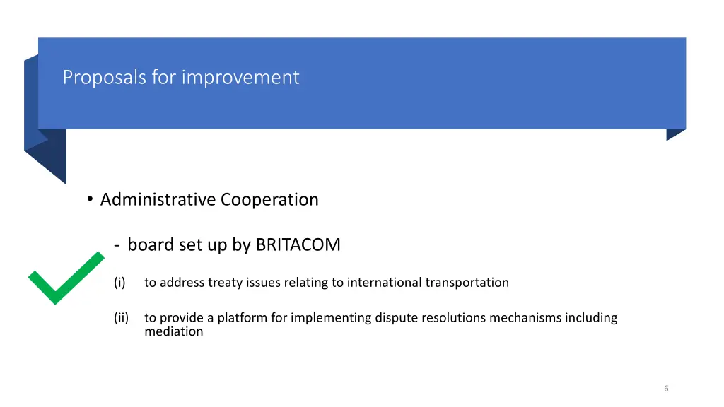 proposals for improvement