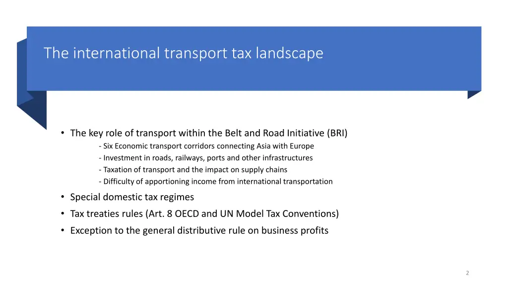 the international transport tax landscape