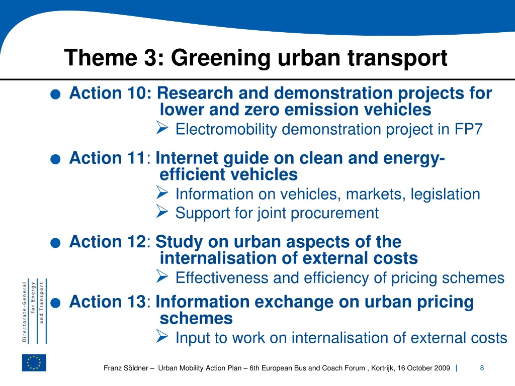 theme 3 greening urban transport action