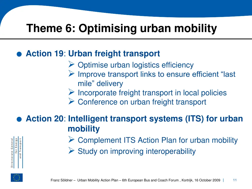 theme 6 optimising urban mobility action 19 urban