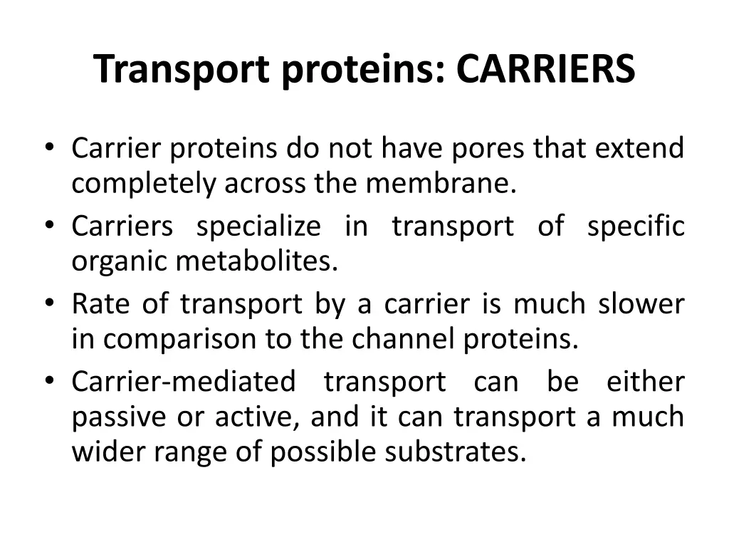 transport proteins carriers