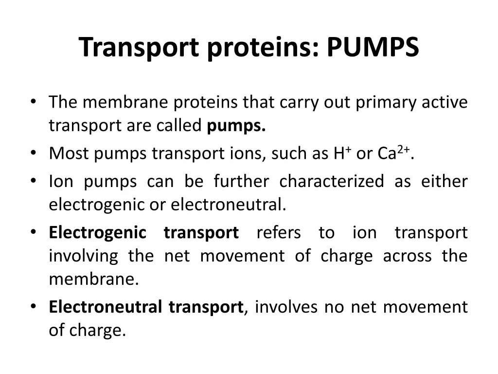 transport proteins pumps