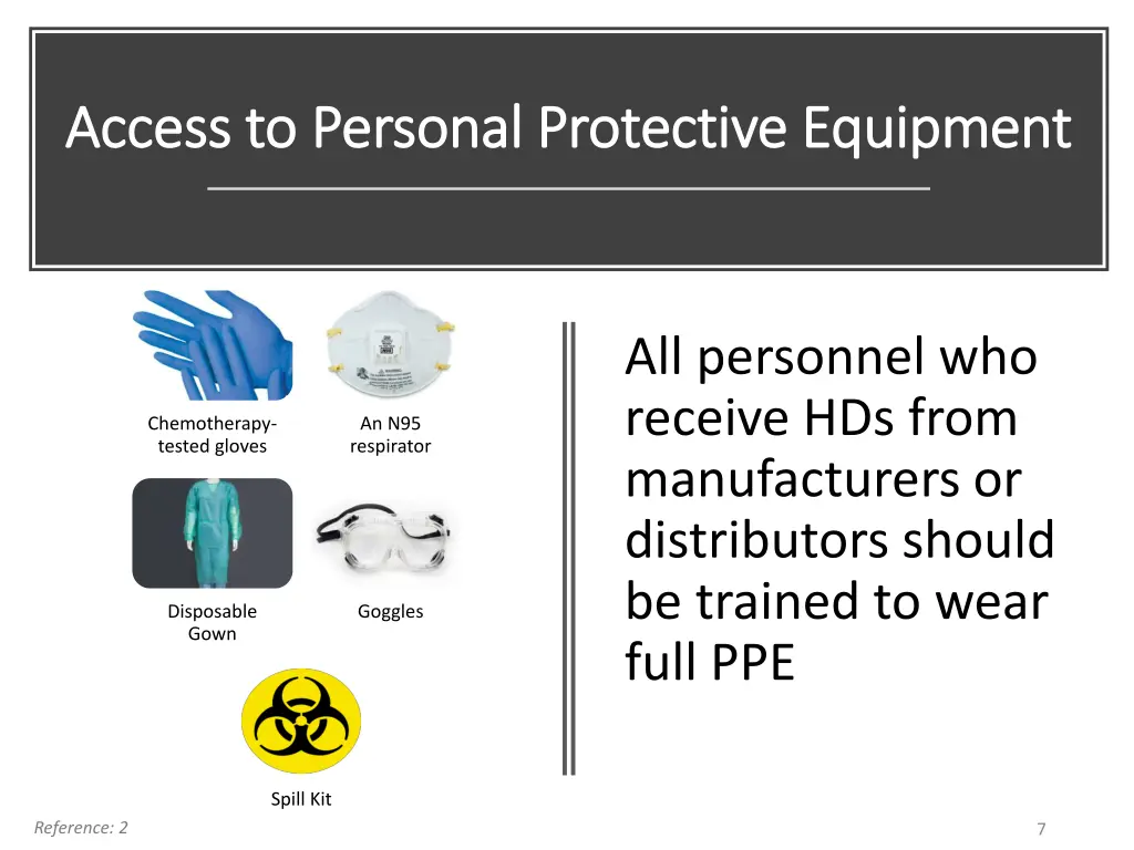 access to personal protective equipment access