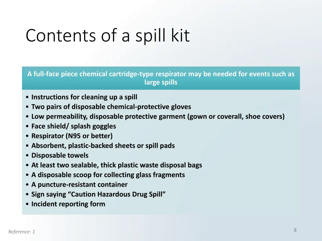 contents of a spill kit