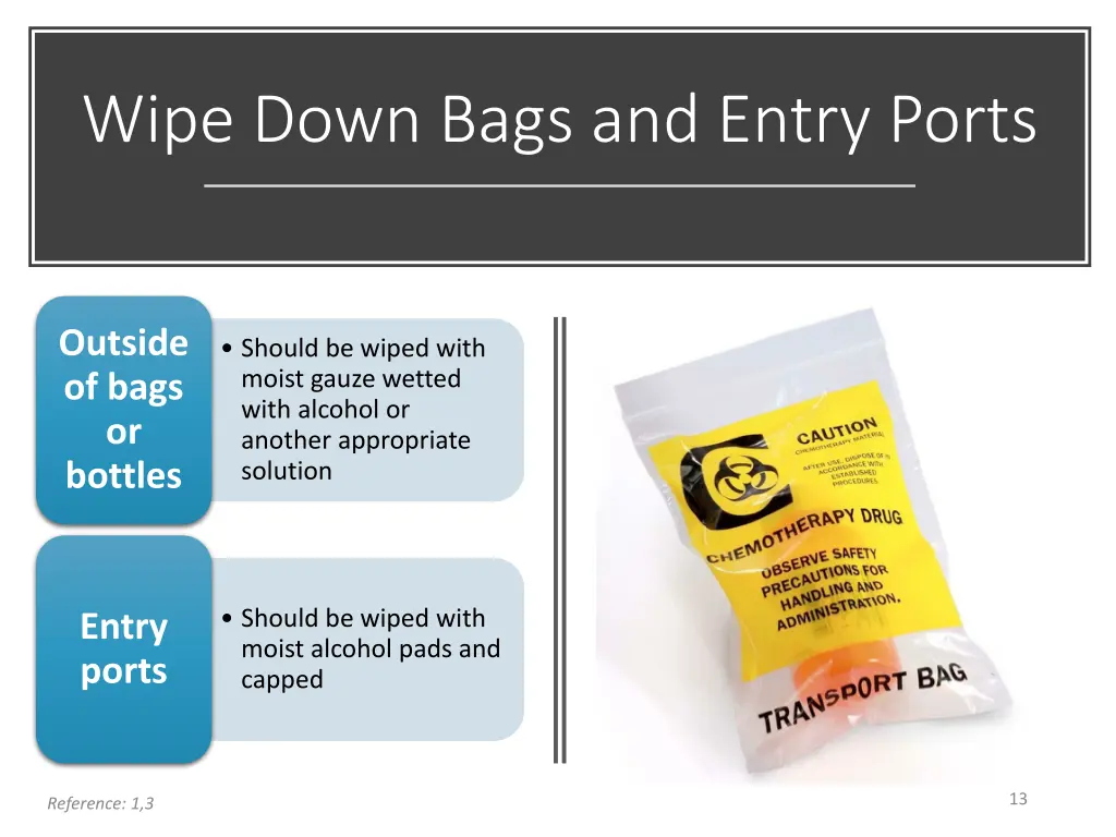 wipe down bags and entry ports