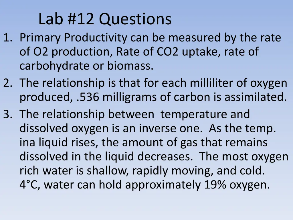 lab 12 questions 1 primary productivity