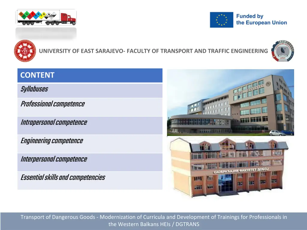 university of east sarajevo faculty of transport