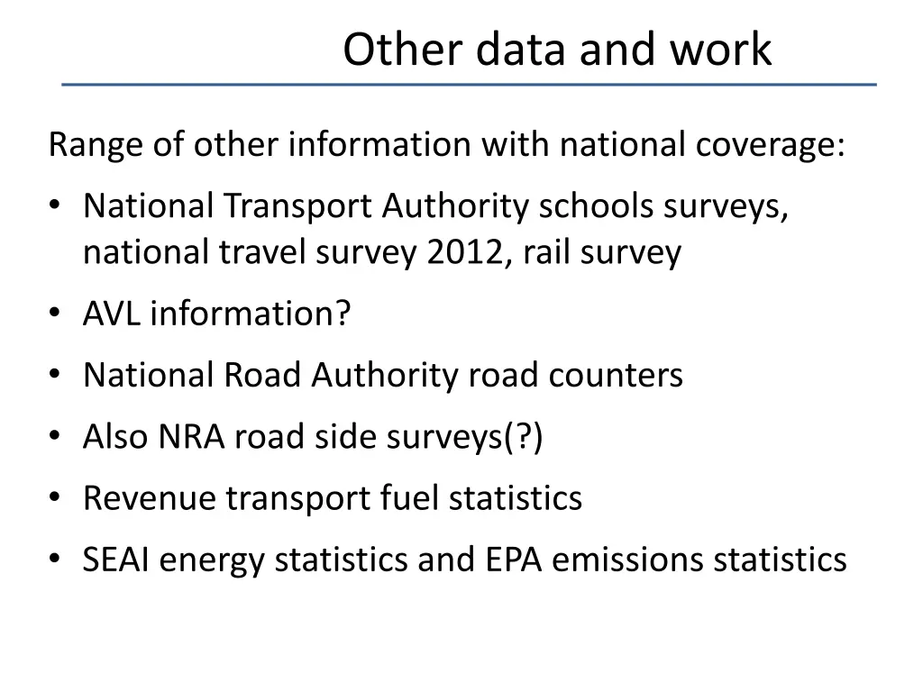 other data and work