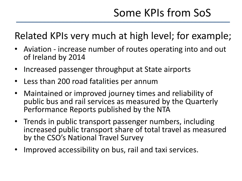 some kpis from sos