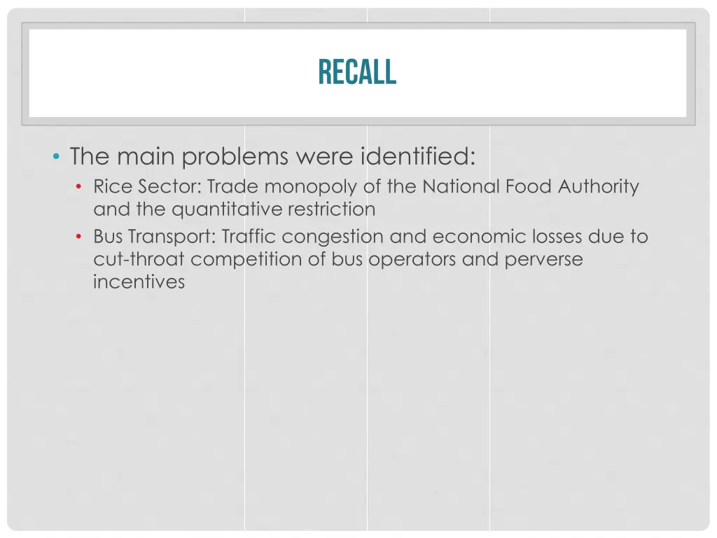 the main problems were identified rice sector