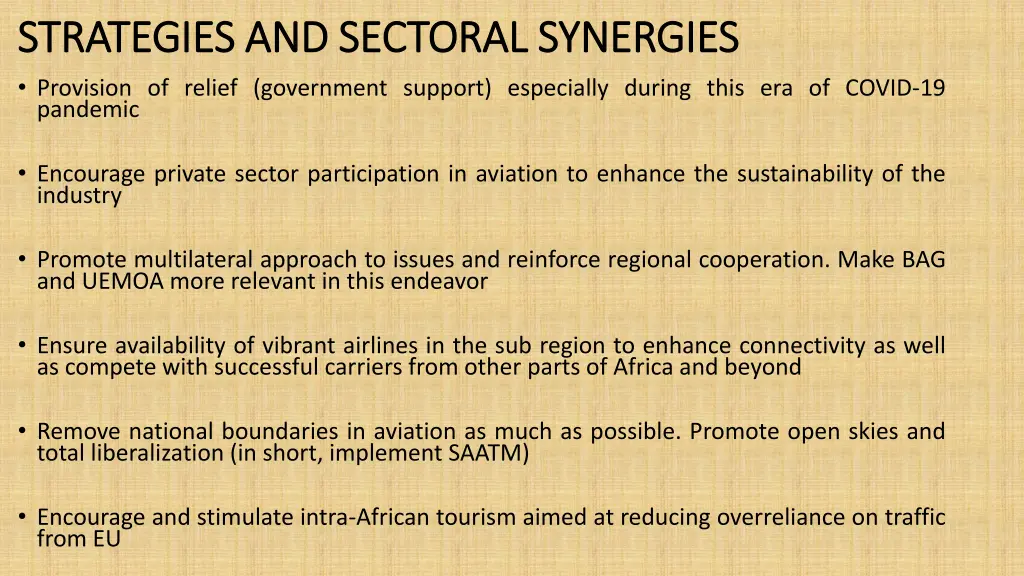 strategies and sectoral synergies strategies