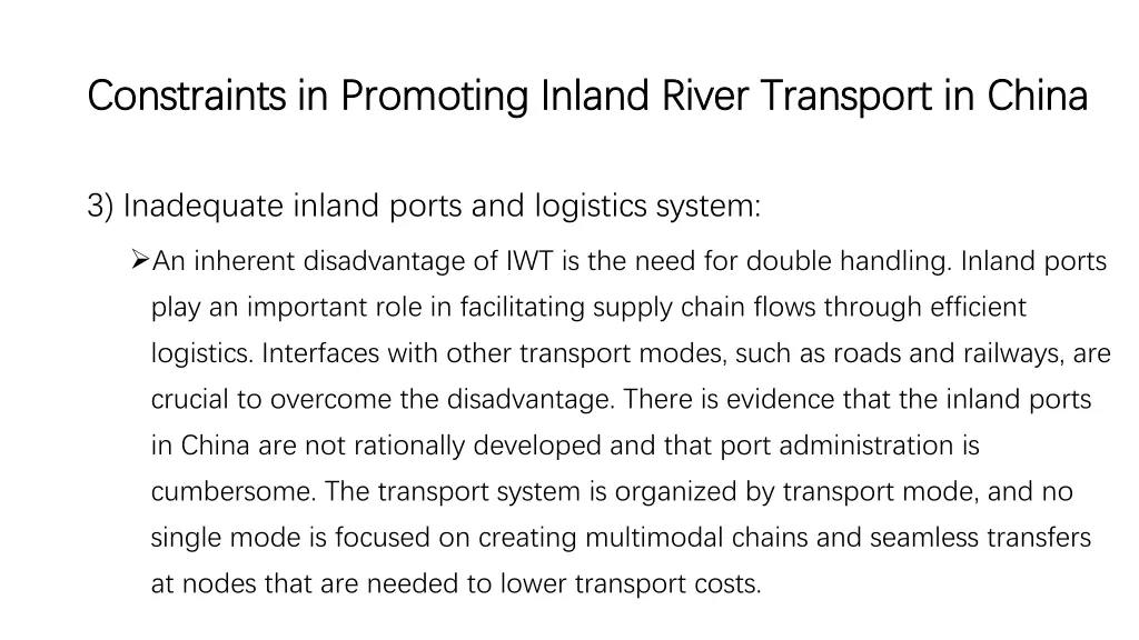 constraints in promoting inland river transport 2