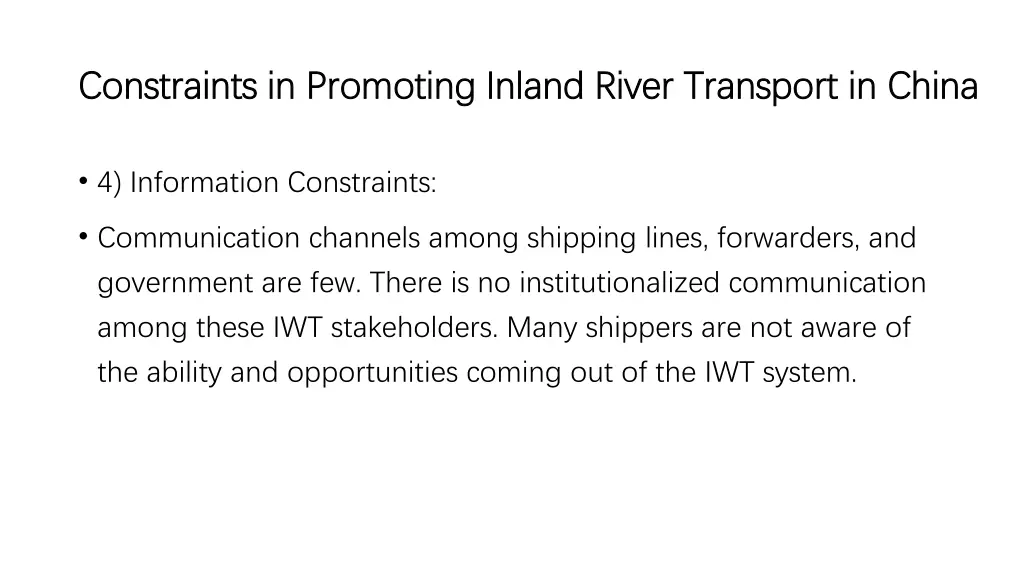 constraints in promoting inland river transport 3