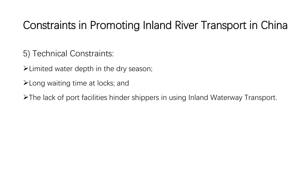 constraints in promoting inland river transport 4