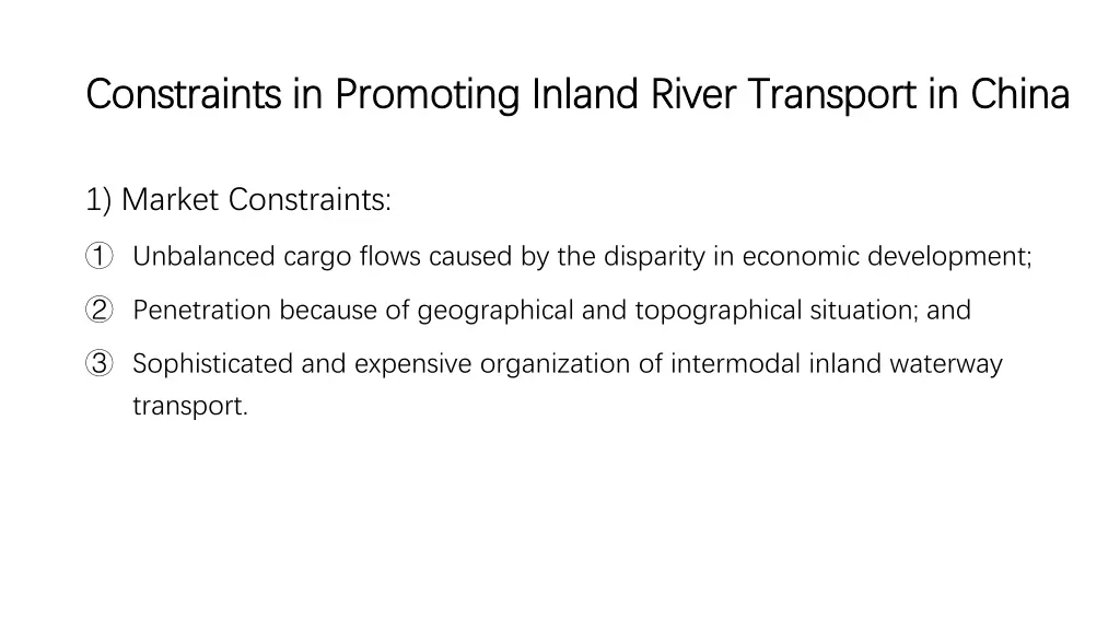 constraints in promoting inland river transport