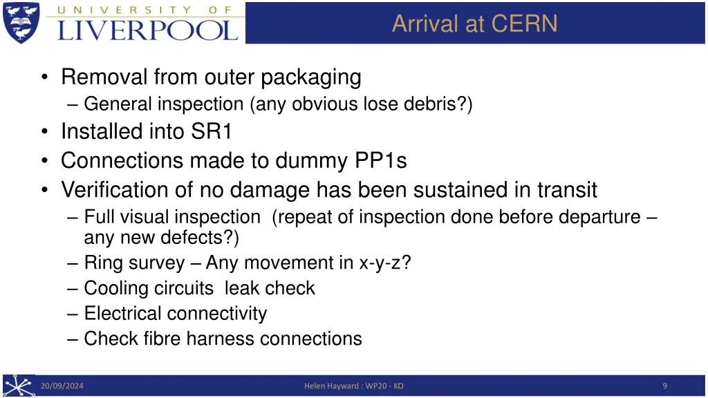 arrival at cern