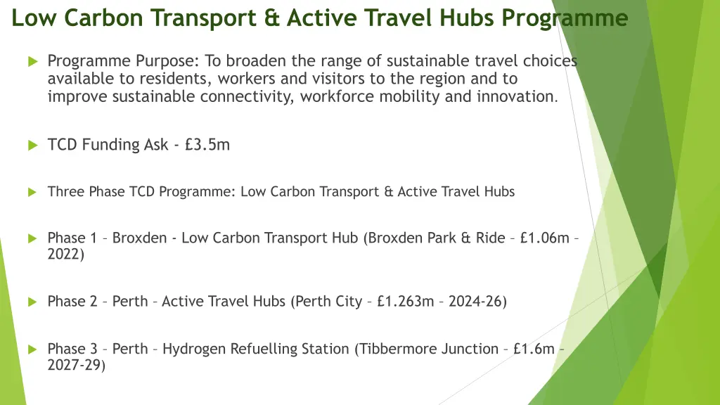 low carbon transport active travel hubs programme