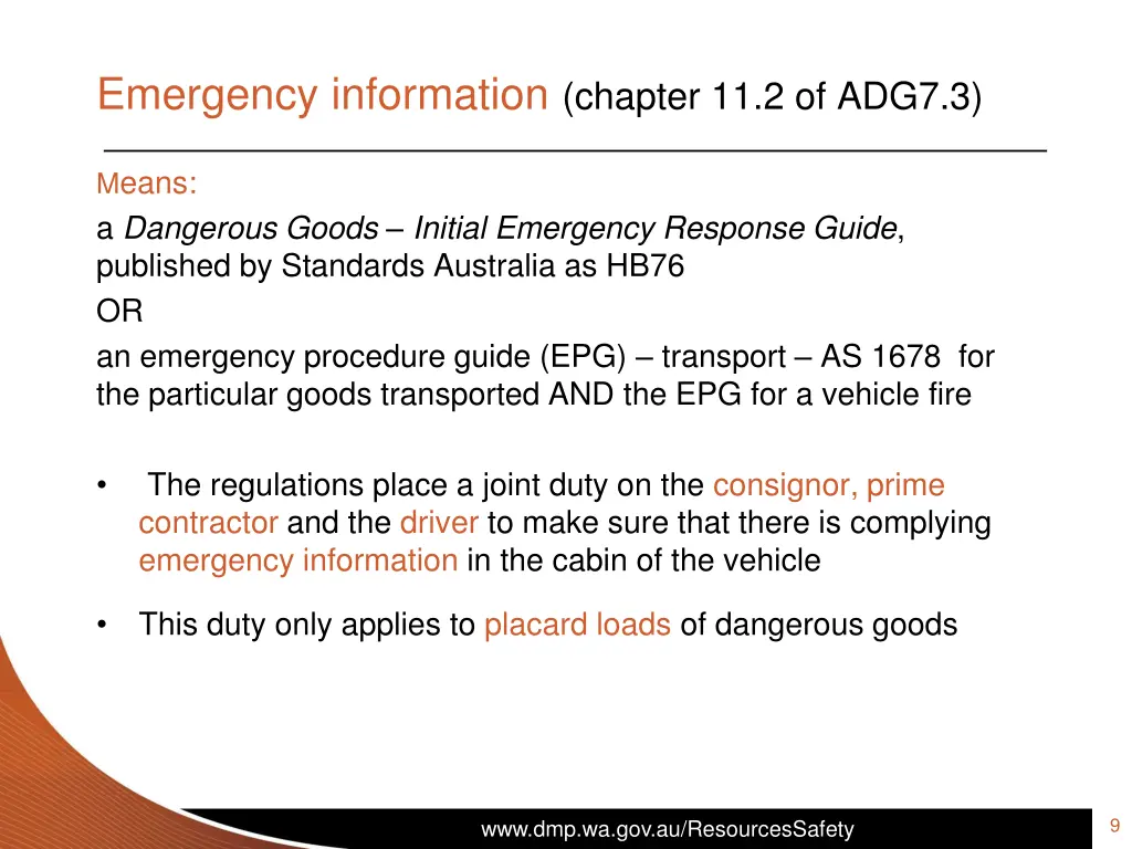 emergency information chapter 11 2 of adg7 3