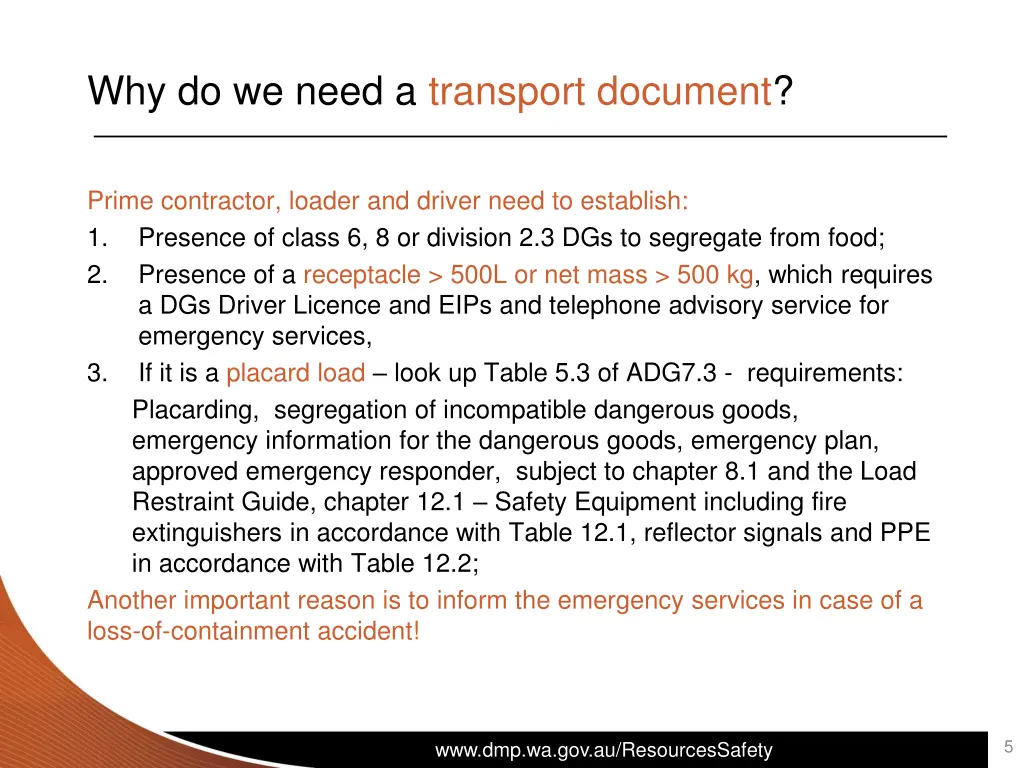 why do we need a transport document