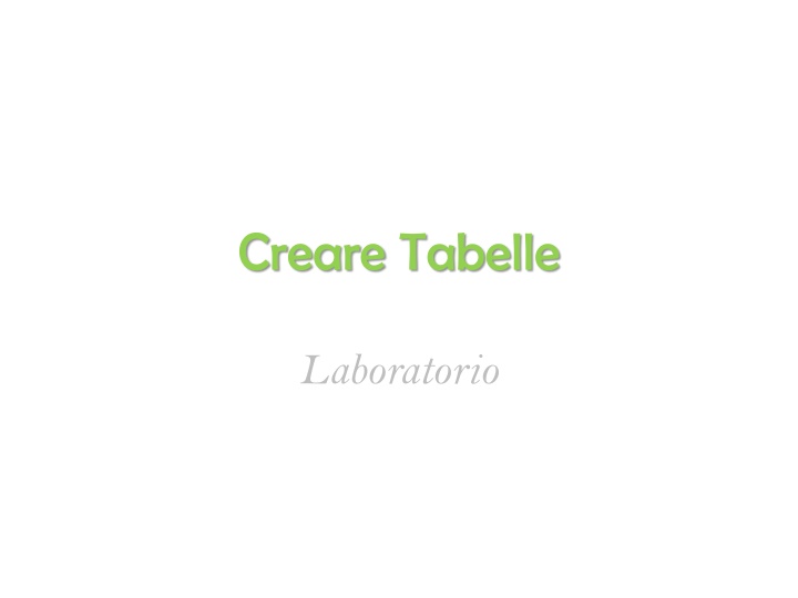 creare tabelle